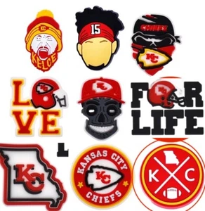 (9) LOT KC KANSAS CITY CHIEFS NFL FOOTBALL MAHOMES KELCE Shoe Clog Charms - Picture 1 of 1