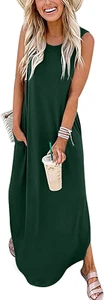 Women'S Casual Loose Sundress Long Dress Sleeveless Split Maxi Dresses Summer Be - Picture 1 of 12