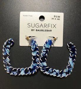Authentic NEW Sugarfix by Baublebar Blue Marbled Acrylic Hoop Earrings