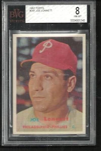 Topps # 241joe Lonnett 1957 grado BVG 8 casi como nuevo - como nuevo Filadelfia Philllies - Imagen 1 de 1