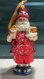 Blown Glass Beach Vacation Santa Claus Christmas Ornament - Picture 1 of 8