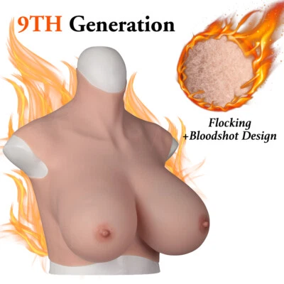 IMI 9th Flocking Silicone Breast Form Boobs B-K Cup Breastplate for Crossdresser - Image 1 of 4