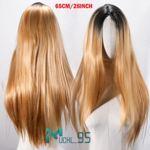 Girls Blonde Women Real Long Straight Hair Wigs Ladies Natural Cosplay Full Wigs - Picture 1 of 16