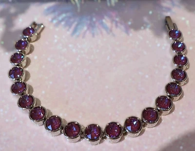 Pulseira de gelo cristal roxo Touchstone Swarovski Burgundy Delite 7,25" B75 - Imagem 1 de 3