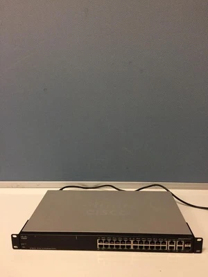 Cisco SF300-24 24-Port 10/100 PoE Managed Ethernet Switch w/ Rack Ears, WORKING - Image 1 of 4