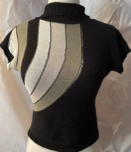 Made In Italy Baumwolle Acryl Kurzarm Designer Damen Top Gr. S - Bild 1 von 8