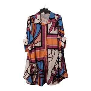 Abito Camicia Donna Fancy Dreams Mod Retrò Taglia XL Multicolore Blocco - Foto 1 di 4
