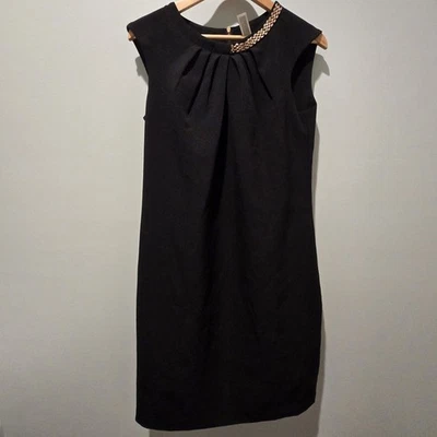 Julian Taylor NY Black Sleeveless Dress Women's Size 10 Gold accents on neckline - Image 1 of 4