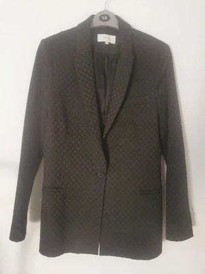 Reiss Fortuna Diamond Jacquard Blazer Size 12 Black - Image 1 of 4