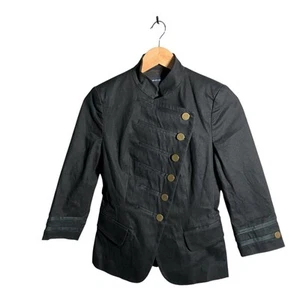 French Connection Jacket Womens Size 8 Black Button Up Pockets Outdoors - Picture 1 of 14