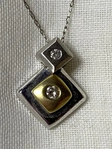 14kYG/WG NATURAL! Round Diamond Solitaires BEZEL SET Pendant Necklace W/Chain - Picture 1 of 4