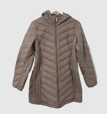 London Fog women's packable Down hooded Coat - size Small - Dark Taupe - Image 1 of 4