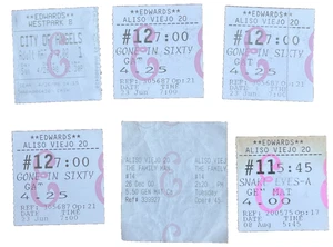 Nicholas Cage CA Movie Tickets City of Angels Gone 60 Sec Family Man Snake Eyes - Picture 1 of 2