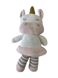 The Unicorn Kenzie Knitted Plush Plushie Toy Stuffed Rattle 15" Living Textiles - Picture 1 of 4