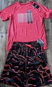 NWT Under Armour YXL Red/Black/Gray/White Graphic Print Shorts Set XL - Picture 1 of 5