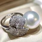classic 10-11mm south sea round white pearl ring 925s