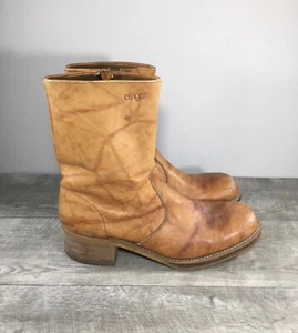 Vintage Acme Dingo Campus Boots Men’s 12 D Brown/ Tan Leather Square Toe Western - Picture 1 of 10