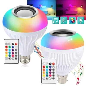 2X RGB Smart Bluetooth Speaker LED Light Wireless Remote Control with Music Bulb - Picture 1 of 11