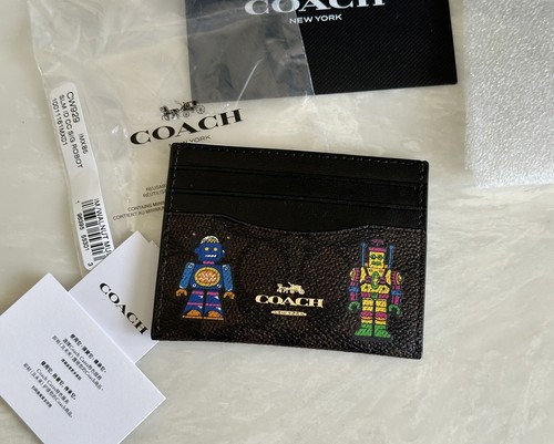 CUSTODIA PORTA CARTE D'IDENTITÀ CARTE SLIM COACH COSMIC ROBOT NUOVA CON ETICHETTE FIRMA CW929