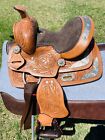kids 8" Miniature Western Leather Brown Horse Show Saddle With Silver Accents
