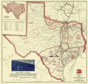 Mapa histórico del estado - Agricultura de Texas - Richey 1870 - 23 x 23,98 - Arte de pared vintage - Imagen 1 de 20