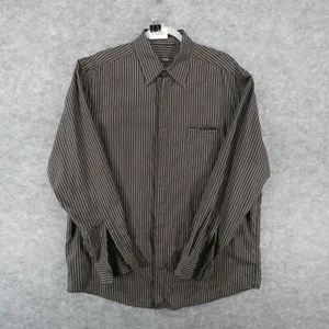 Zanella Shirt Mens Large Long Sleeve Button Up Brown Striped Made In Italy - Picture 1 of 15