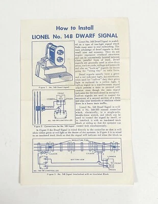 Postwar Lionel 148 Dwarf Signal Instruction Sheet 1957 - Image 1 of 3