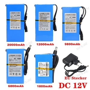 1800mAh~20000mAh Batterie Wiederaufladbare Tragbare Leistung Li-Ion Akku DC 12V - Afbeelding 1 van 21