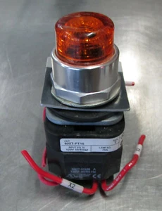 Allen Bradley 800T-PT16 Amber Illuminated Push Button Ser. T Used Cut Out     J3 - Picture 1 of 7