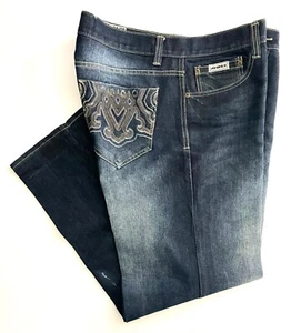 Pantalones de mezclilla Avirex para hombre 34x30 azules anchos sueltos hip hop patinador bordados de colección - Imagen 1 de 8