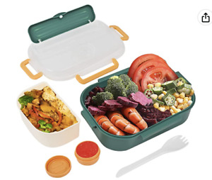 Bento Box for Kids and Adults, 1300ML Lunch Box with Sauce Container & Removable