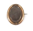 .1800s 14K GOLD MOURNING BROOCH WITH LOCK OF HAIR.