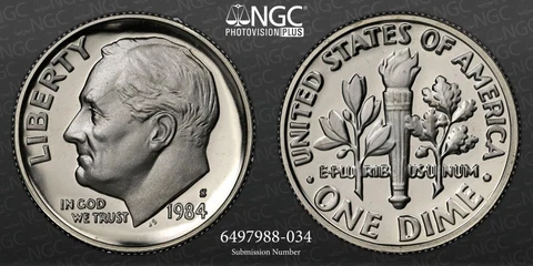 1984 S 10C Roosevelt Dime PF70 Ultra Cameo UCAM NGC PHOTO VISION SKU 3147 Cover