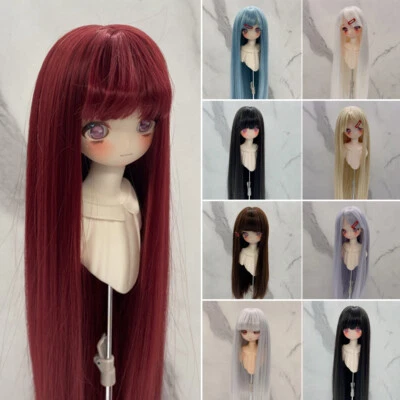 Puppen Perücken Zubehör Gerade Lang mit Bangs Haarperücken für BJD SD Puppen DIY