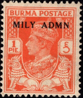 1945 Sc #35 - 1945 - King George VI - BURMA Ovptd. in Black MILY ADMN MNH VF - Image 1 of 2