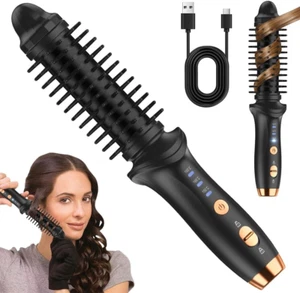 Curling Brush,Cordless Rechargeable Hair Curling Brush,Anti-Scald Heated round W - Picture 1 of 7