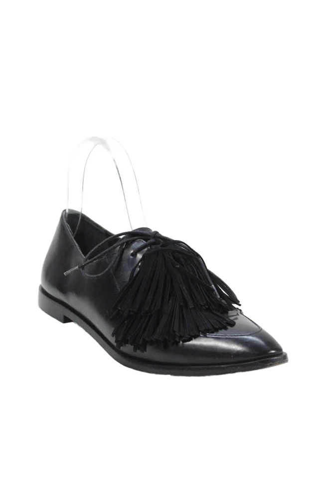 Женские кожаные оксфорды Loeffler Randall с кисточками и заостренным носком черные размер 8B - Изображение 1 из 4