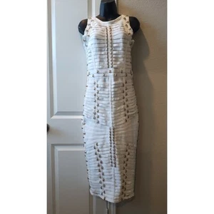 Wow Couture Gold Label Fleur Metal Studded Bandage Dress Medium white - Picture 1 of 12