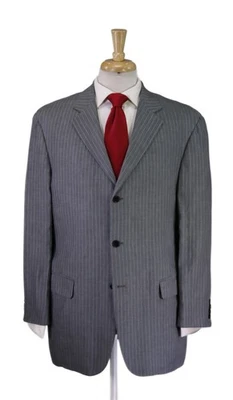 John Varvatos Mens Gray Pinstripe 100% Linen Suit 44R - Image 1 of 4