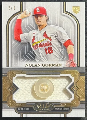 2023 Topps Tier One Nolan Gorman Game Used Button #2/5 St Louis Cardinals - Image 1 of 2