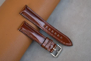 Cognac Shell Cordovan Watch Strap Shinki Hakiku Real Watch band Customized Size - Picture 1 of 6