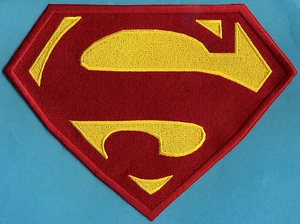 7" x 10" Large Red & Yellow Fully Embroidered Superman Chest Logo Patch - Picture 1 of 3