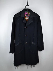 Diesel Retro Made In Italy schwarzer Wollmantel ausgefranst, BESTES GEFÜTTERT, Größe S - Bild 1 von 19