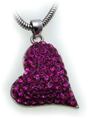 Ciondolo Prezioso Vero Argento 925 Cuore Con Cristallo Rosa Sterling Qualità - Immagine 1 di 2