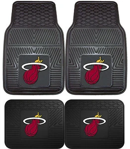 Juegos de 2 y 4 piezas de tapetes Miami Heat de alta resistencia de la NBA para autos, camionetas y SUV - Imagen 1 de 4