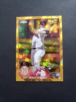 2023 Topps Chrome Sapphire #USCS260 Peyton Battenfield Gold /50 Guardians - Image 1 of 4