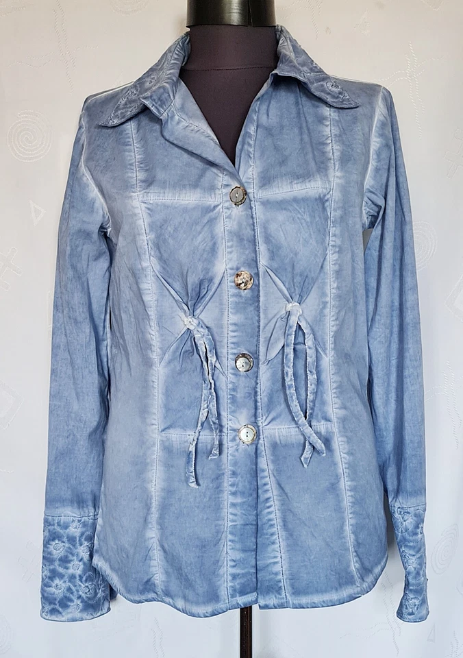 BLUSA ITALIA - BOTTEGA ELISA CAVALETTI BORDADO RAYAS AZUL MUJER:US 8/EU36 Foto 1 de 4