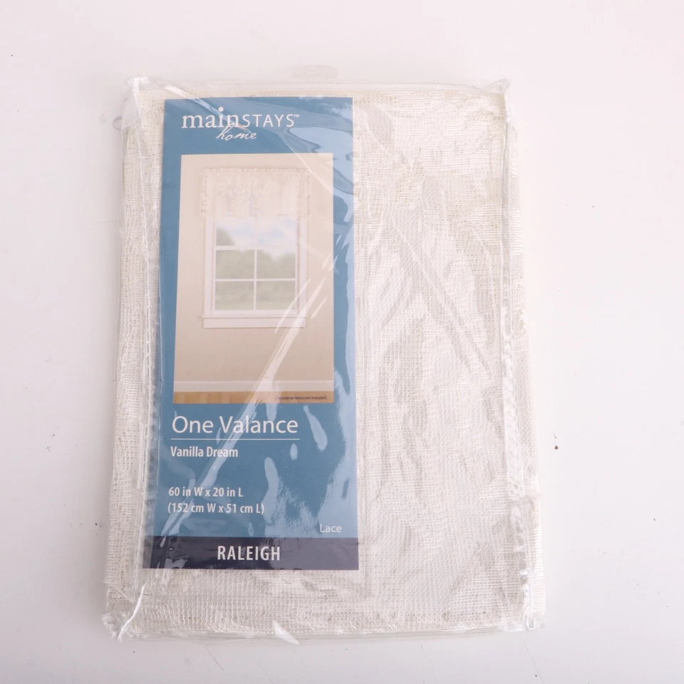 Mainstays Home Lace Valance RALEIGH Vanilla Dream 60” Wide  20” Long - Image 1 of 4