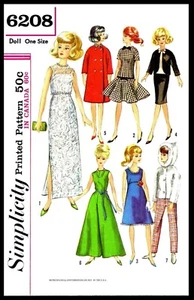 Simplicity 6208 Pattern Barbie Fashion TEEN DOLL Wardrobe - Picture 1 of 5