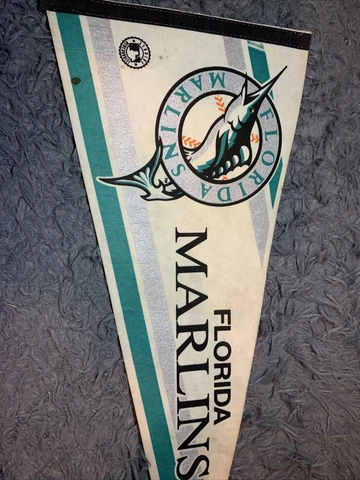 Vintage Early 1990’s MLB Florida Marlins Felt Pennant Full Size Flag Banner Cover